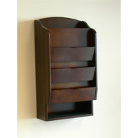 Door / Wall Mount Organizer Letter Holder Mail Sorter in Dark Walnut by FastFurnishings