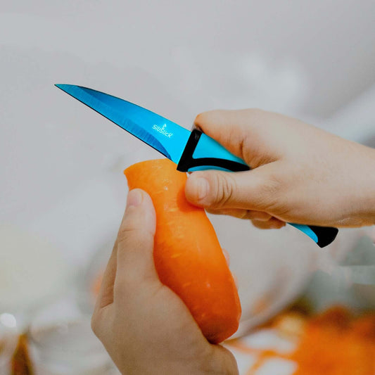 Kitchen Knife Set Kit & Black Magnetic Rack & sharpener DC-SiliSlick®