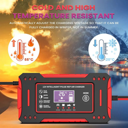 6A 12V Smart Car Battery Charger Lead-Acid Battery Red by OBA