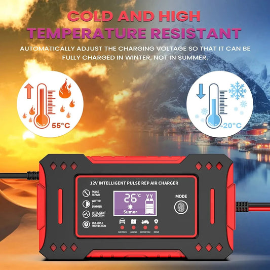 6A 12V Smart Car Battery Charger Lead-Acid Battery Red by OBA