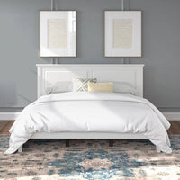 King Traditional Solid Oak Wooden Platform Bed Frame with Headboard in White by FastFurnishings