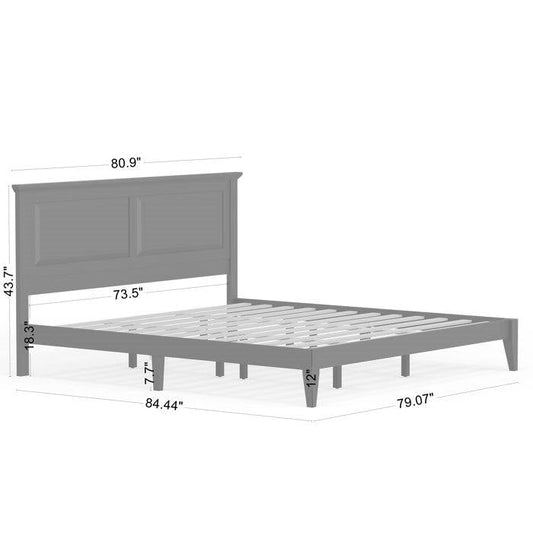King Traditional Solid Oak Wooden Platform Bed Frame with Headboard in White by FastFurnishings
