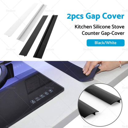 2PCS Kitchen Silicone Stove Counter Gap-Cover Oven Guard Spill Seal Slit Filler Easy pick box
