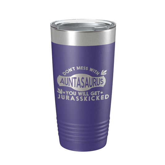 Auntasaurus Tumbler Funny Aunt Gift Travel Mug Jurassic Insulated Laser Engraved Coffee Cup Dinosaur 20 oz by CarveBright
