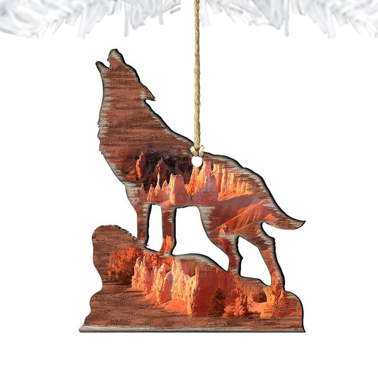 Howling Wolf Wooden Ornaments by Nature Wonders - Wildlife Holiday Decor - 8198227-3 by Nature's Wonders