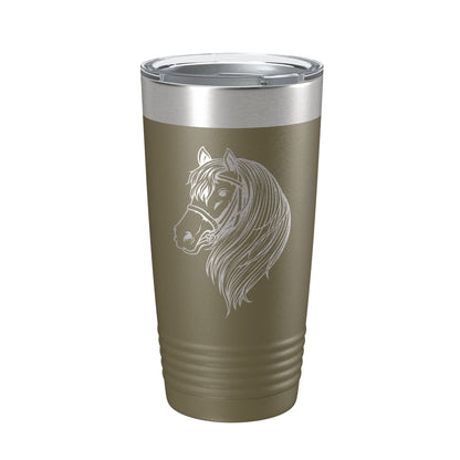 Horse Face Tumbler Horseback Rider Travel Mug Equestrian Gift Insulated Laser Engraved Coffee Cup Horse Lover Farmer 20 oz by CarveBright