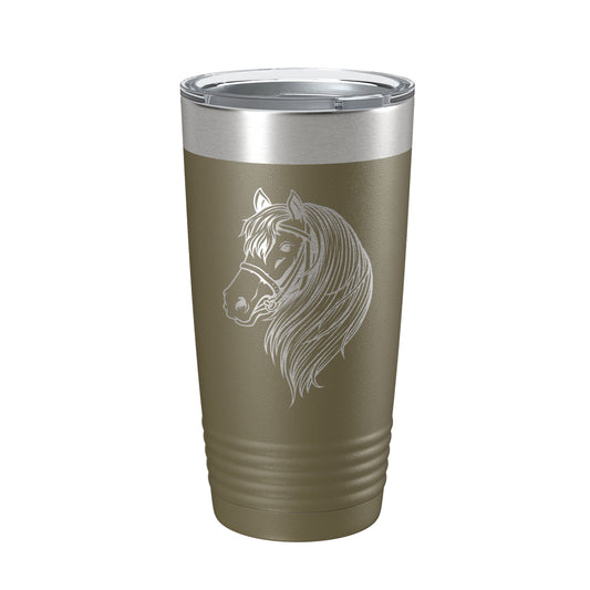 Horse Face Tumbler Horseback Rider Travel Mug Equestrian Gift Insulated Laser Engraved Coffee Cup Horse Lover Farmer 20 oz by CarveBright