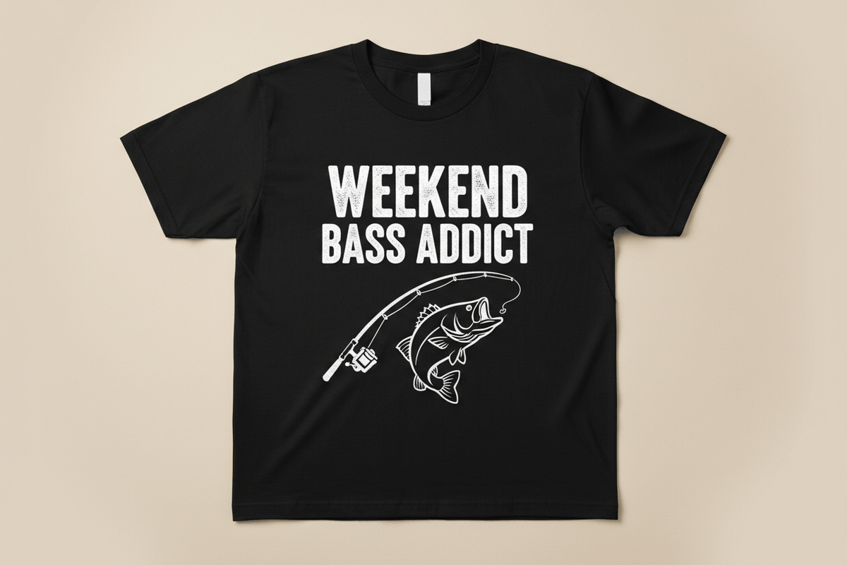 Weekend Bass Addict T-Shirt – Vintage Fishing Tee -Unisex by custom cat