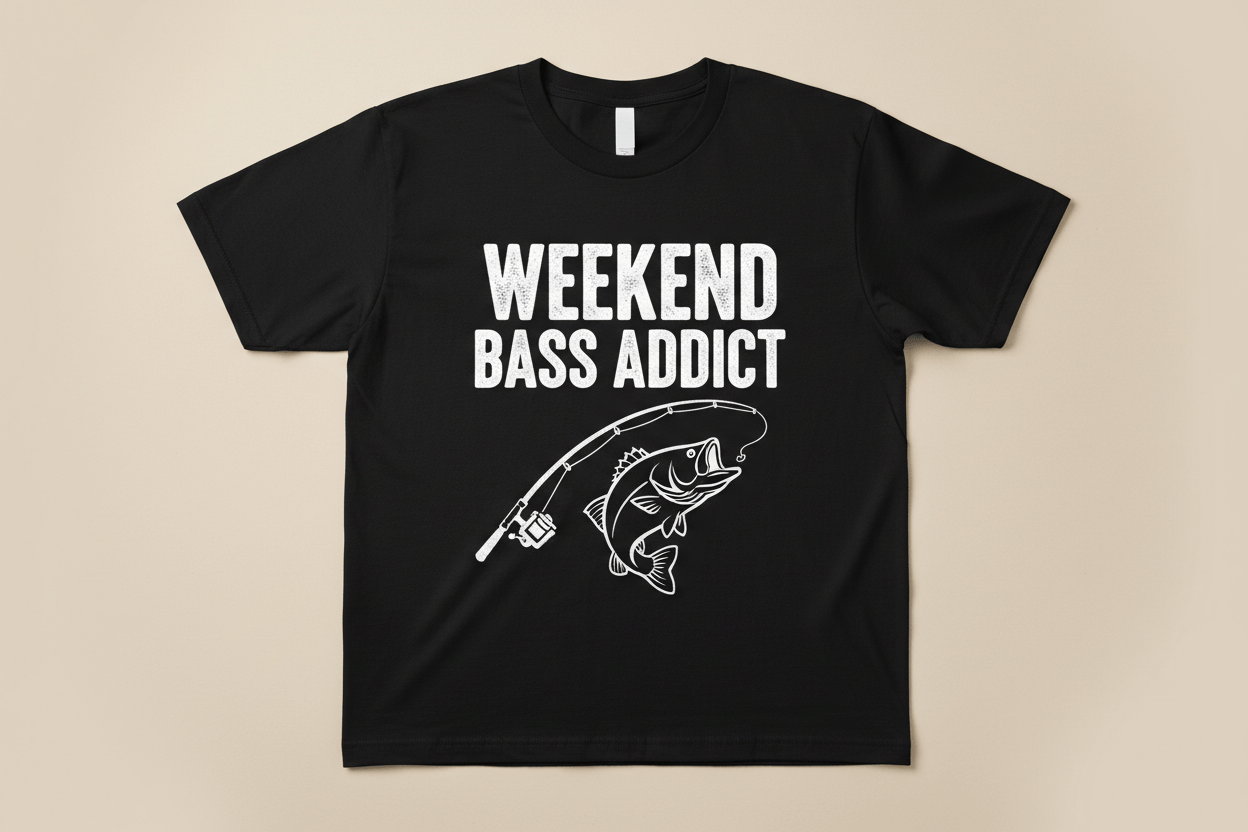 Weekend Bass Addict T-Shirt – Vintage Fishing Tee -Unisex by custom cat