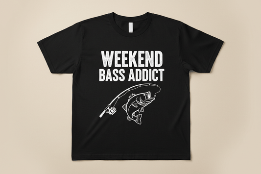 Weekend Bass Addict T-Shirt – Vintage Fishing Tee -Unisex by custom cat