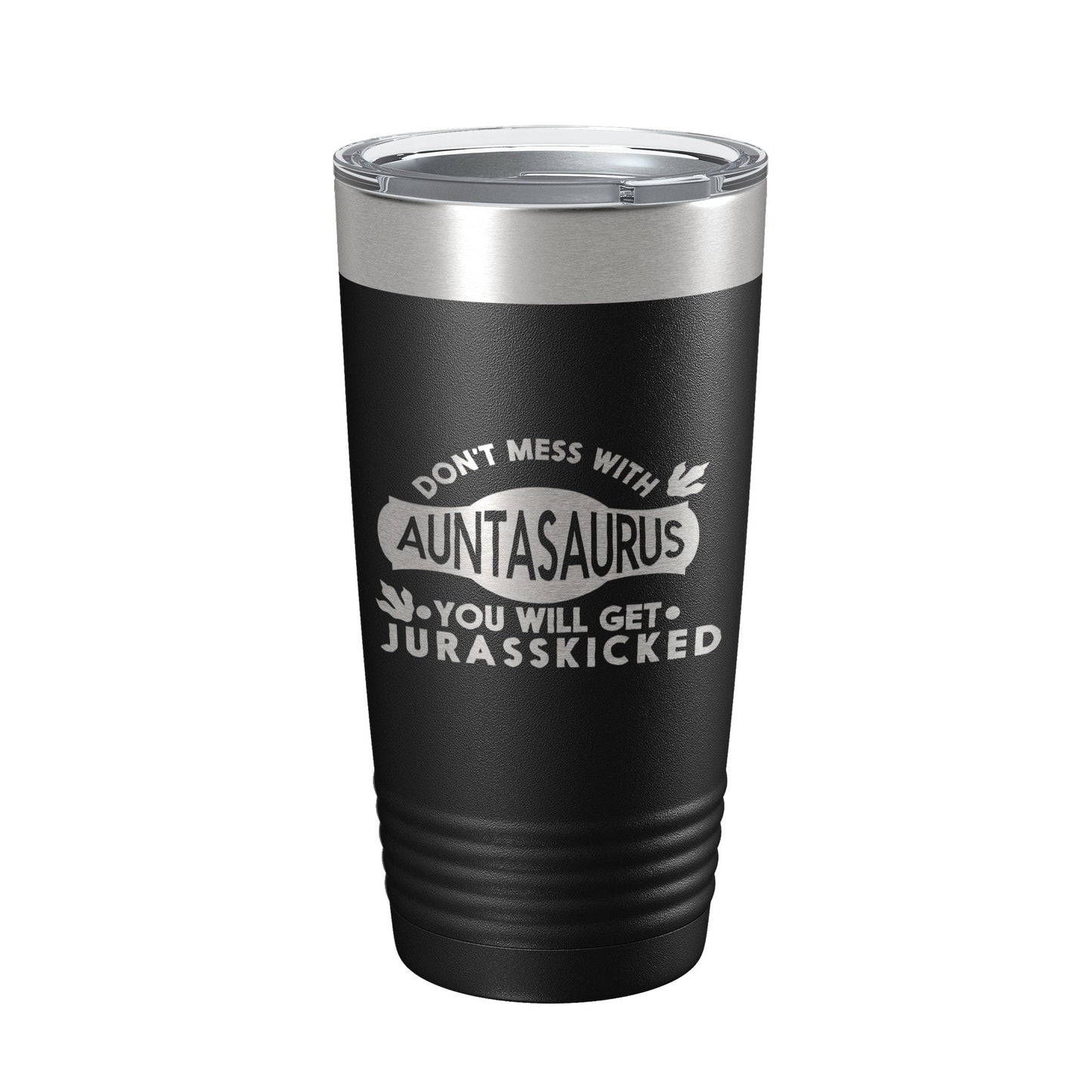 Auntasaurus Tumbler Funny Aunt Gift Travel Mug Jurassic Insulated Laser Engraved Coffee Cup Dinosaur 20 oz by CarveBright