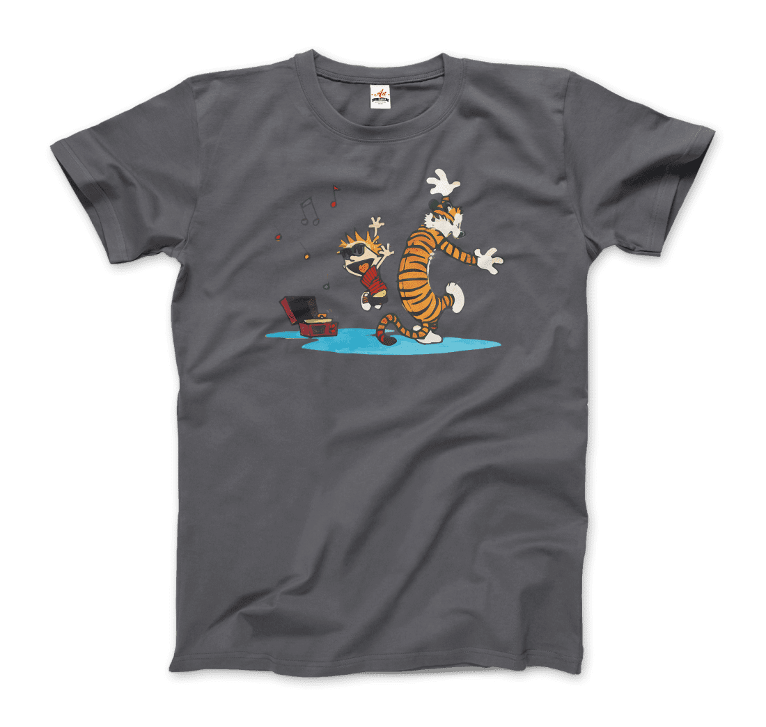 Calvin and Hobbes Dancing with Record Player T-Shirt by Art-O-Rama Shop