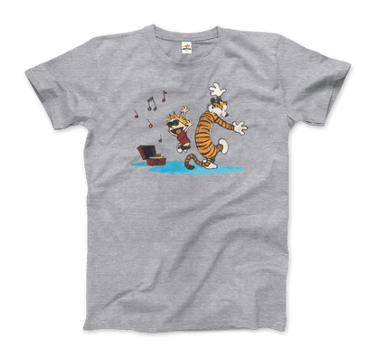 Calvin and Hobbes Dancing with Record Player T-Shirt by Art-O-Rama Shop