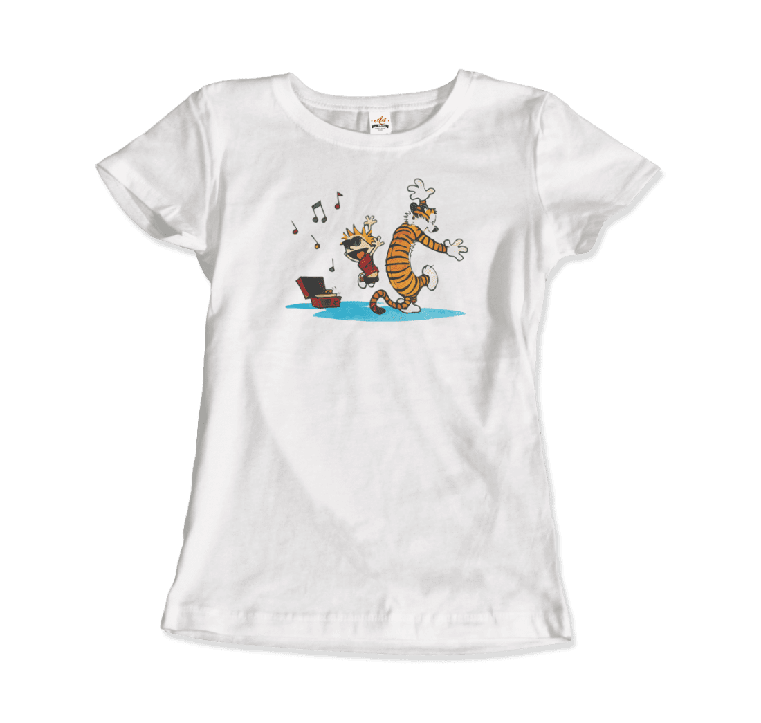 Calvin and Hobbes Dancing with Record Player T-Shirt by Art-O-Rama Shop