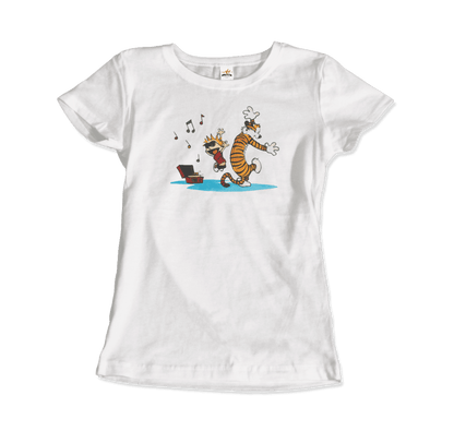 Calvin and Hobbes Dancing with Record Player T-Shirt by Art-O-Rama Shop