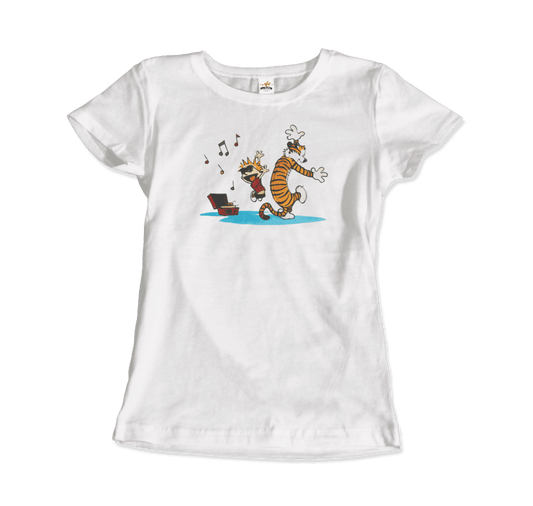 Calvin and Hobbes Dancing with Record Player T-Shirt by Art-O-Rama Shop
