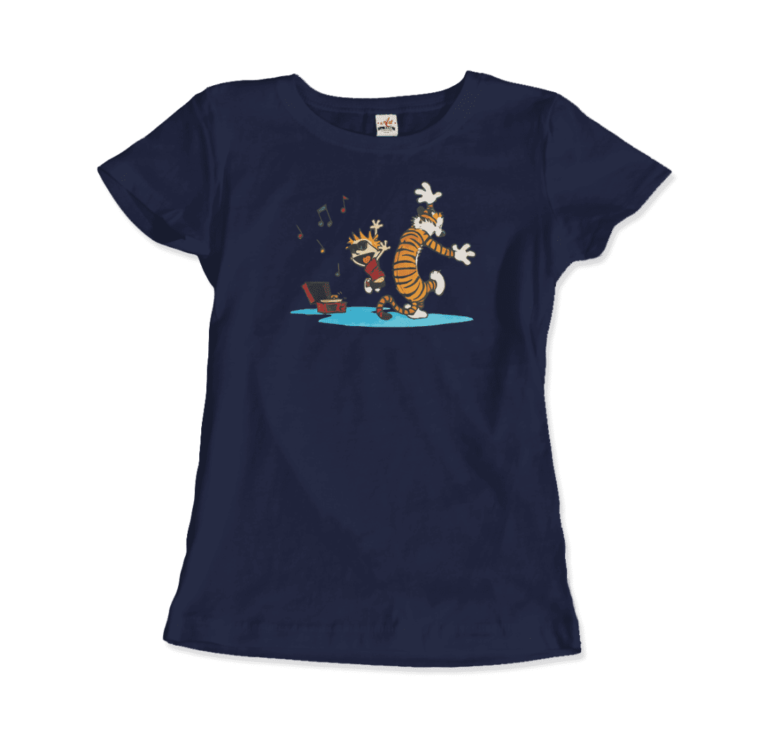 Calvin and Hobbes Dancing with Record Player T-Shirt by Art-O-Rama Shop