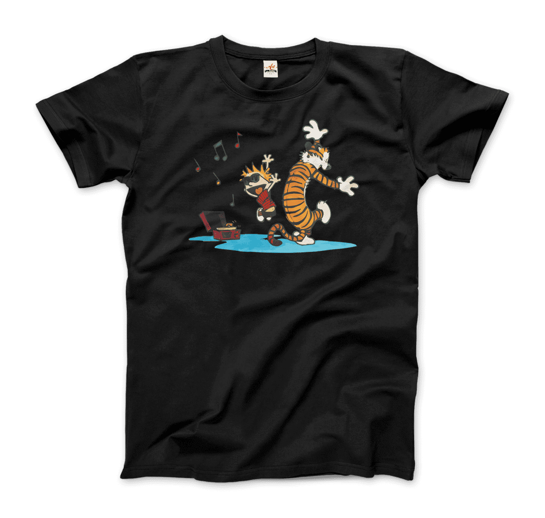 Calvin and Hobbes Dancing with Record Player T-Shirt by Art-O-Rama Shop