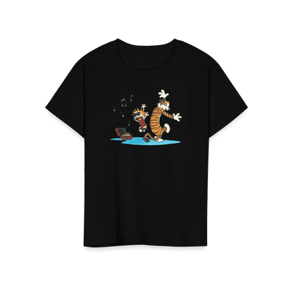 Calvin and Hobbes Dancing with Record Player T-Shirt by Art-O-Rama Shop