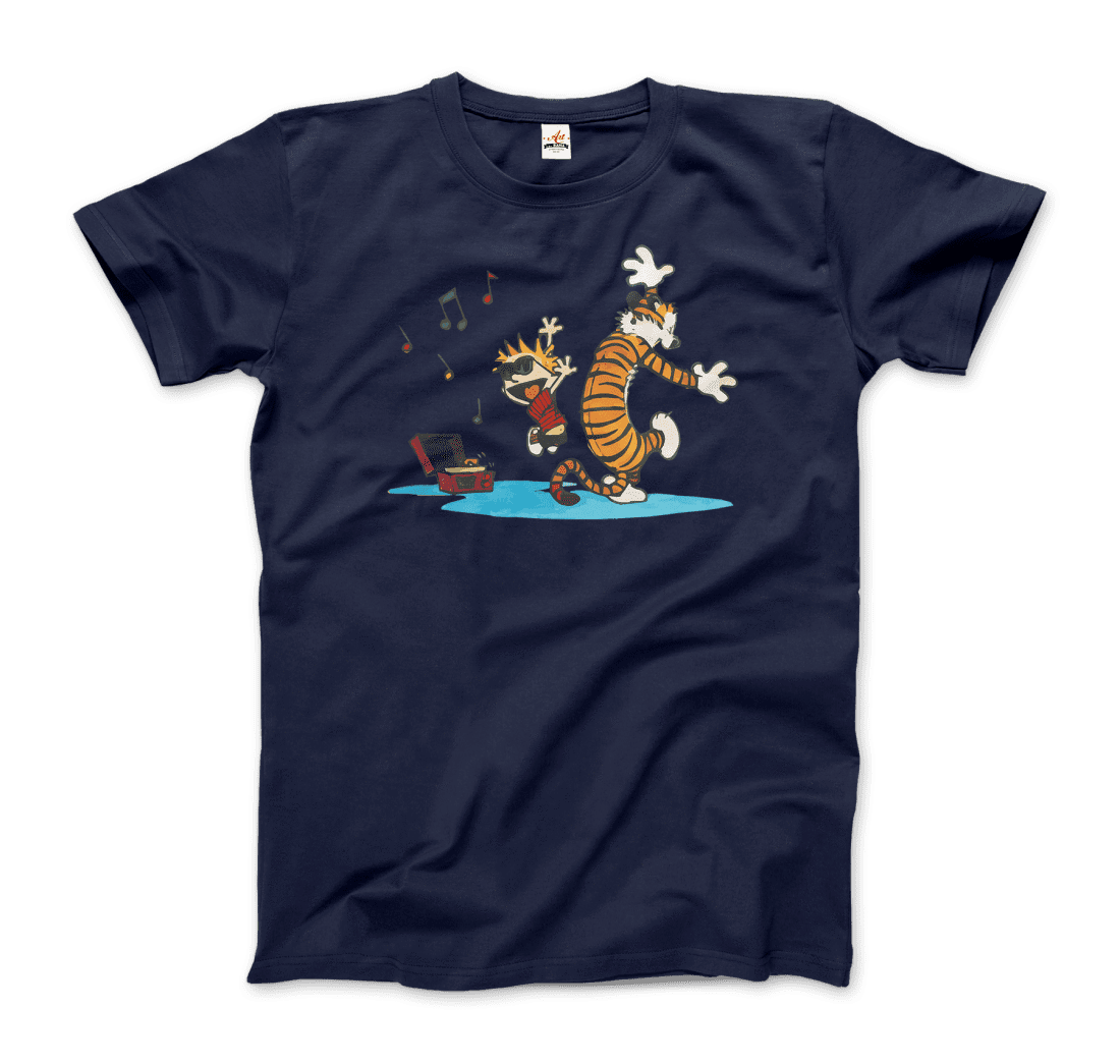 Calvin and Hobbes Dancing with Record Player T-Shirt by Art-O-Rama Shop