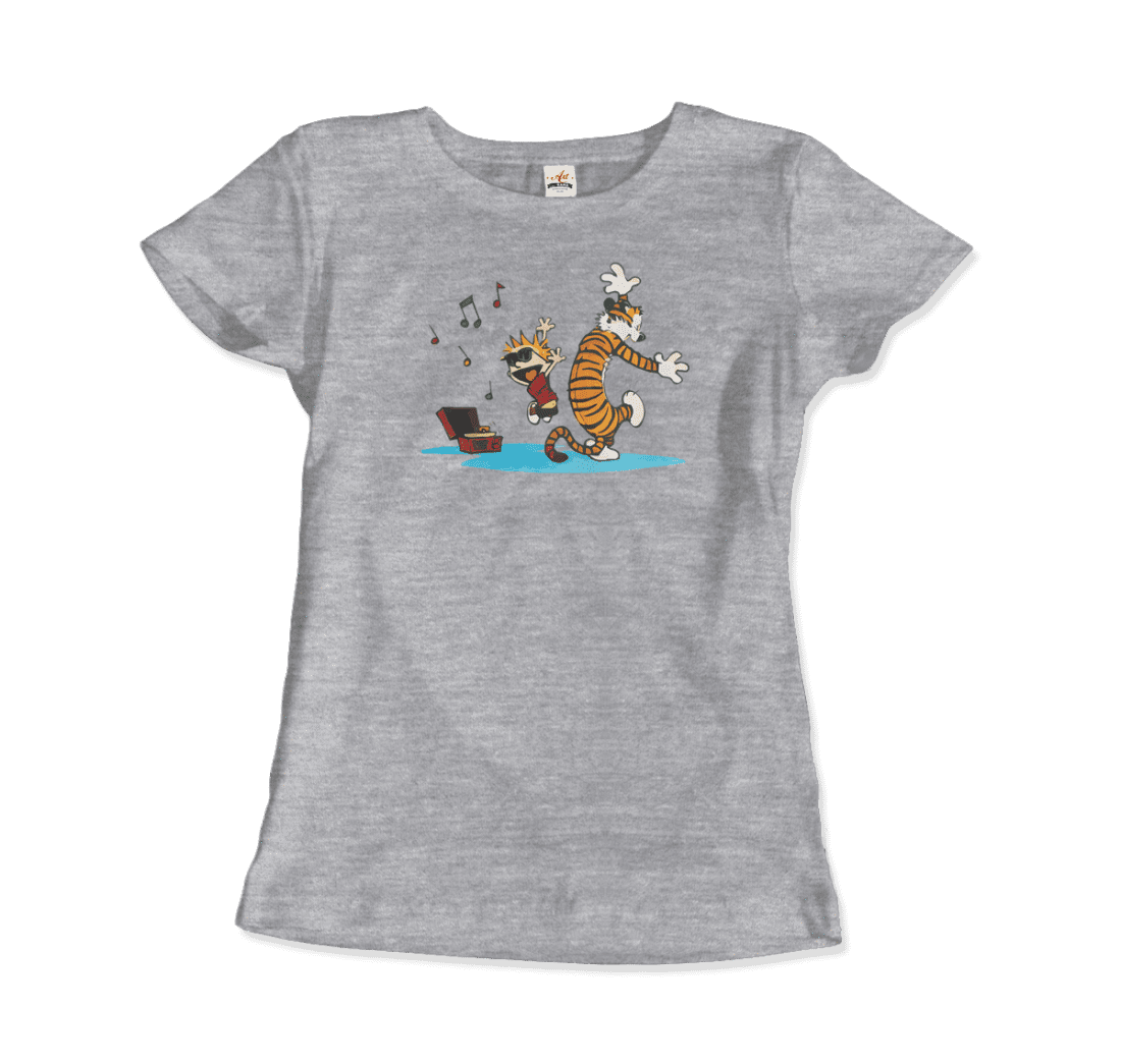 Calvin and Hobbes Dancing with Record Player T-Shirt by Art-O-Rama Shop