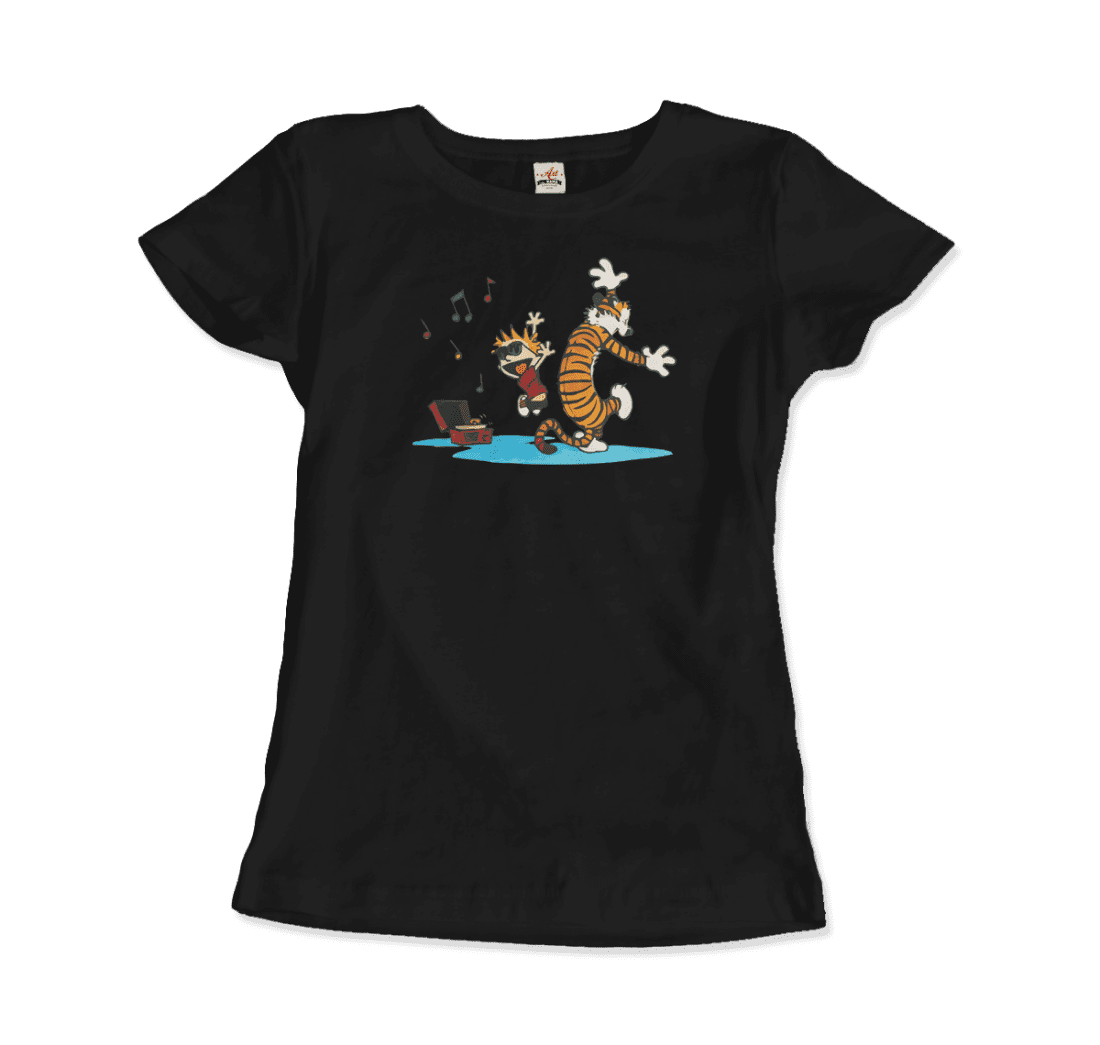 Calvin and Hobbes Dancing with Record Player T-Shirt by Art-O-Rama Shop