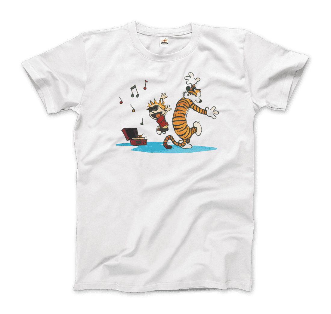 Calvin and Hobbes Dancing with Record Player T-Shirt by Art-O-Rama Shop