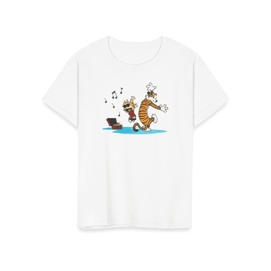 Calvin and Hobbes Dancing with Record Player T-Shirt by Art-O-Rama Shop