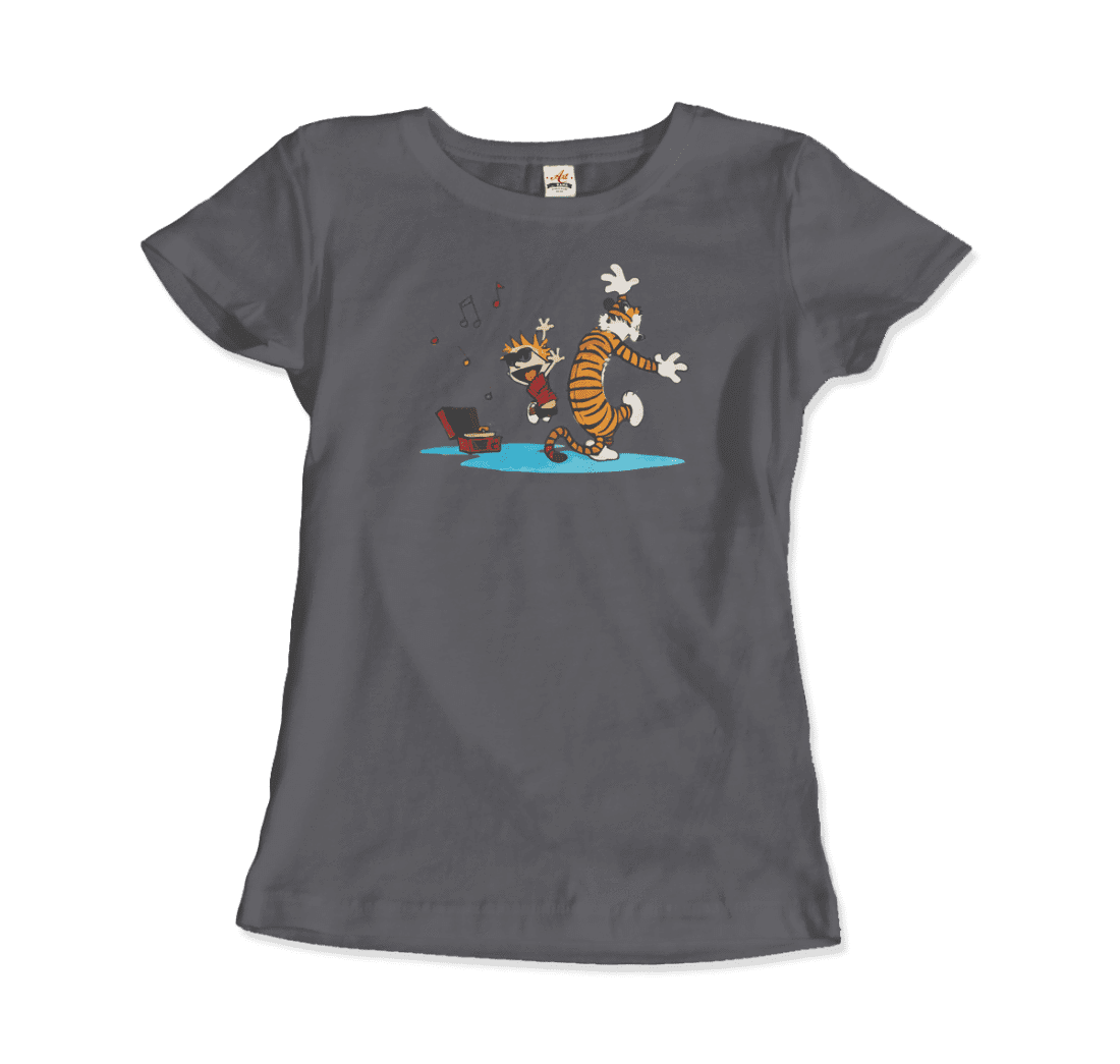 Calvin and Hobbes Dancing with Record Player T-Shirt by Art-O-Rama Shop