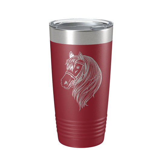 Horse Face Tumbler Horseback Rider Travel Mug Equestrian Gift Insulated Laser Engraved Coffee Cup Horse Lover Farmer 20 oz by CarveBright