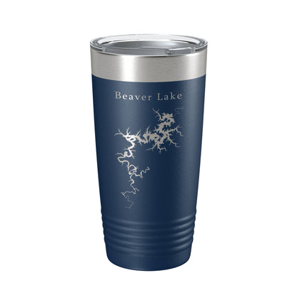 Beaver Lake Map Tumbler Travel Mug Insulated Laser Engraved Coffee Cup Arkansas 20 oz by CarveBright