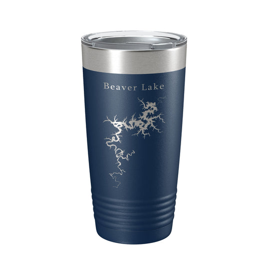 Beaver Lake Map Tumbler Travel Mug Insulated Laser Engraved Coffee Cup Arkansas 20 oz by CarveBright