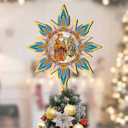 Italian-inspired Santa Tree Topper Wooden Decor by G. Debrekht - Santa Snowman Decor - 89522 by G. DeBrekht