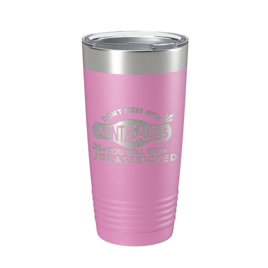 Auntasaurus Tumbler Funny Aunt Gift Travel Mug Jurassic Insulated Laser Engraved Coffee Cup Dinosaur 20 oz by CarveBright