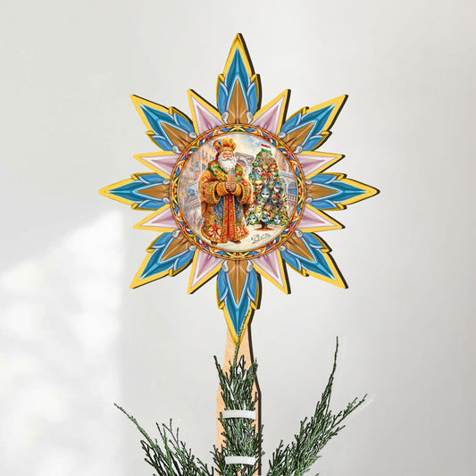 Italian-inspired Santa Tree Topper Wooden Decor by G. Debrekht - Santa Snowman Decor - 89522 by G. DeBrekht