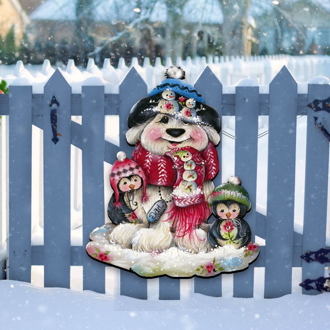 Christmas Dog Penguin Door Decor by Jamie Mills-Price - Pets Dog and Cats Decor - 8457503H by G.DeBrekht