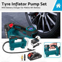 Cordless Portable Tyre Inflator Pump w/ Battery Charger For Makita 18V Battery by All in Red Box