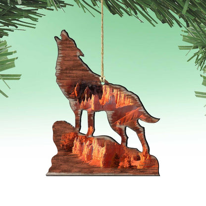 Howling Wolf Wooden Ornaments by Nature Wonders - Wildlife Holiday Decor - 8198227-3 by Nature's Wonders