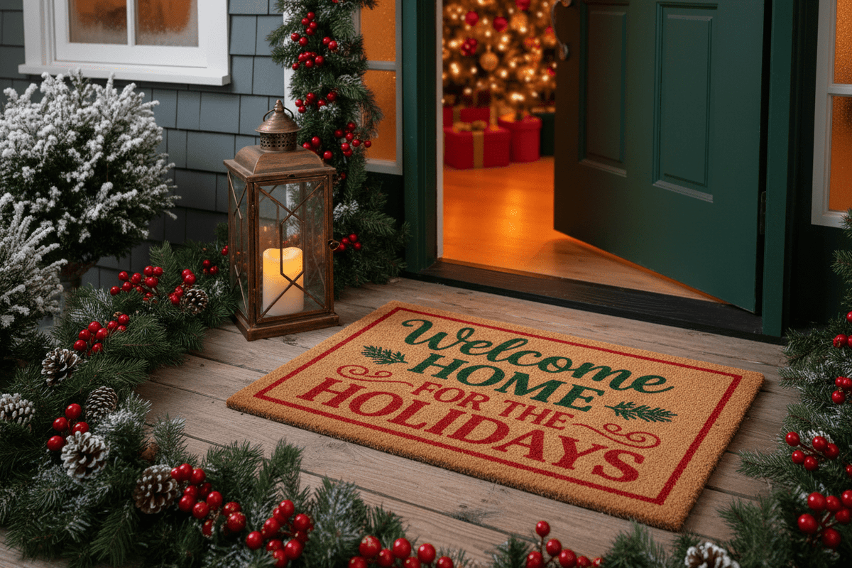 Holiday Doormat — Welcome Home for the Holidays by JT's