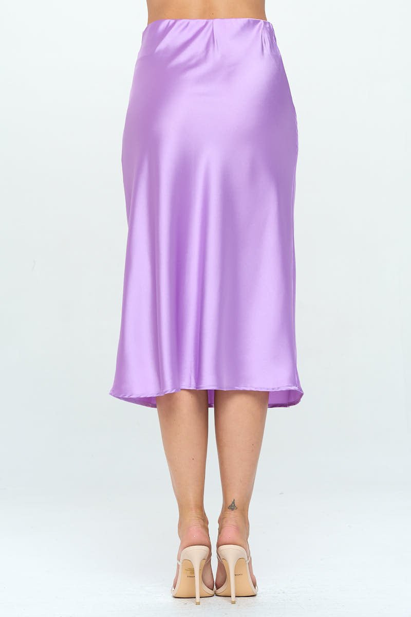 Solid Satin Midi Skirt Reneecollection