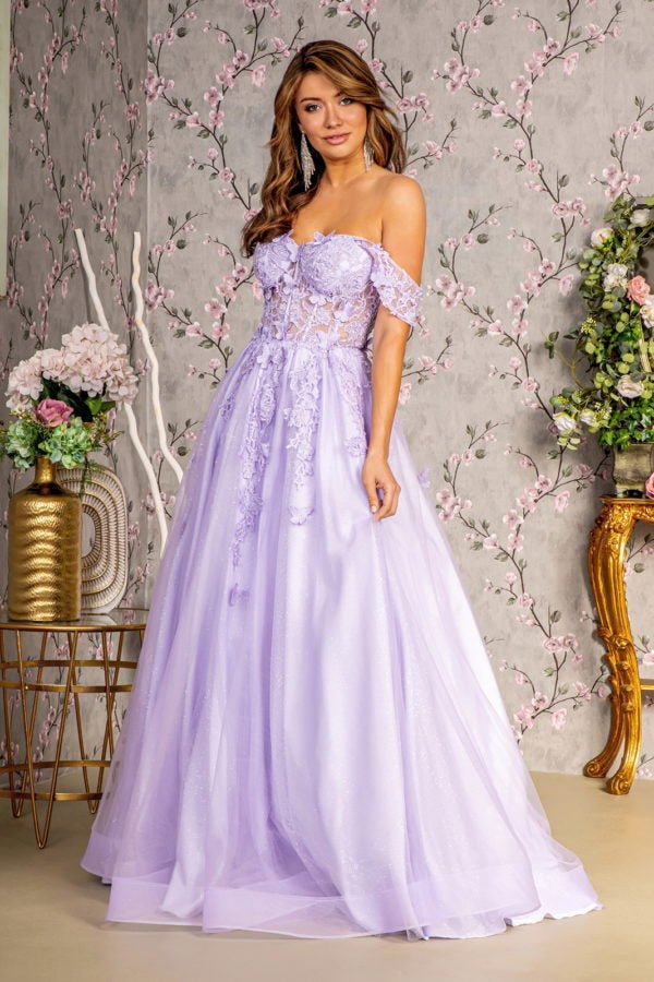 3-D Butterfly Bead Sheer Bodice Mesh A-line Long Dress Tux-USA