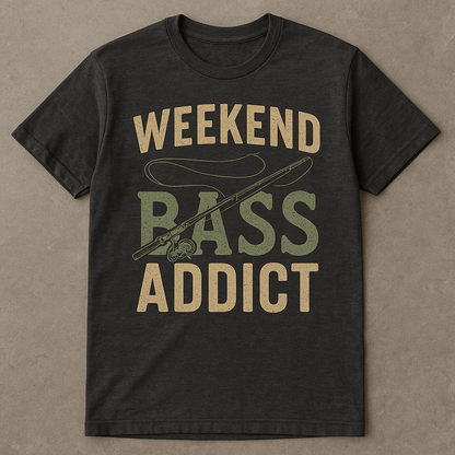 Weekend Bass Addict T-Shirt – Vintage Fishing Tee -Unisex by custom cat