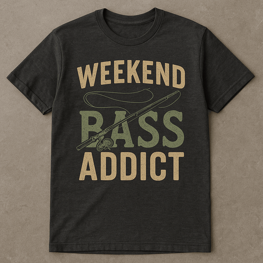 Weekend Bass Addict T-Shirt – Vintage Fishing Tee -Unisex by custom cat