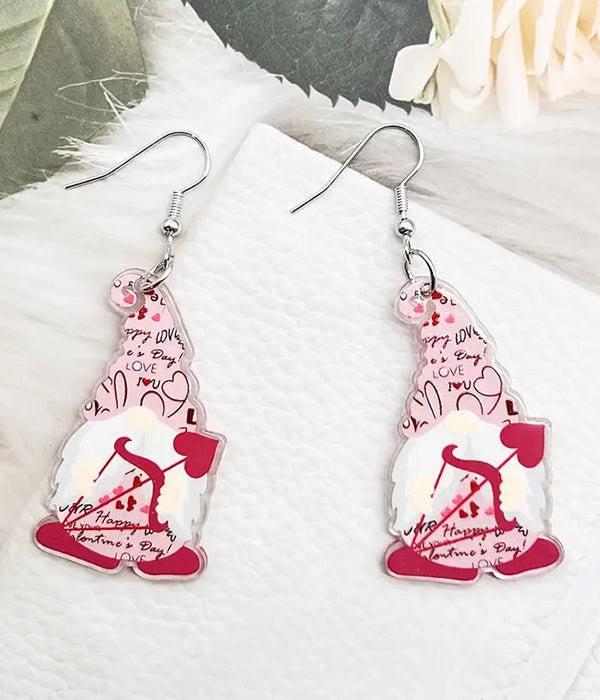 VALENTINE DAY THEME ACRYLIC EARRING - GNOME by T-EMU