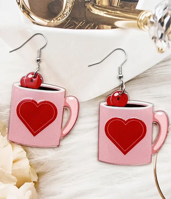 VALENTINE DAY THEME ACRYLIC EARRING - CUP by T-EMU
