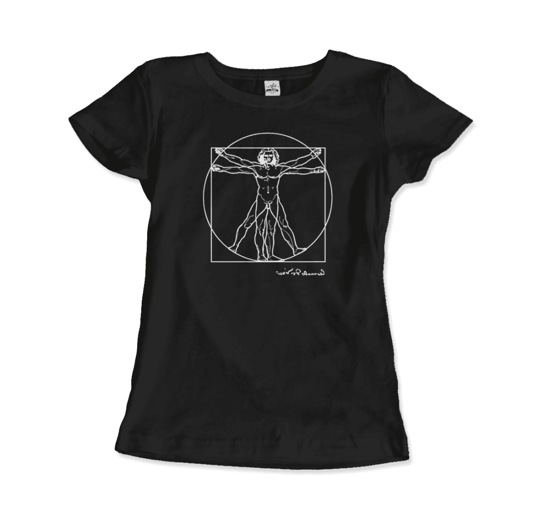 Leonardo Da Vinci, Vitruvian Man Sketch T-Shirt by Art-O-Rama Shop