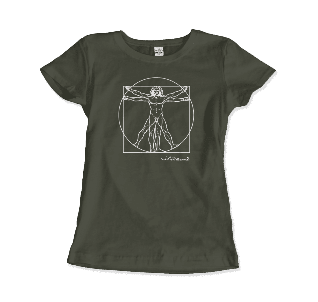 Leonardo Da Vinci, Vitruvian Man Sketch T-Shirt by Art-O-Rama Shop