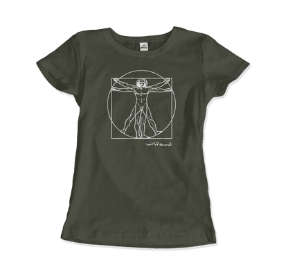 Leonardo Da Vinci, Vitruvian Man Sketch T-Shirt by Art-O-Rama Shop