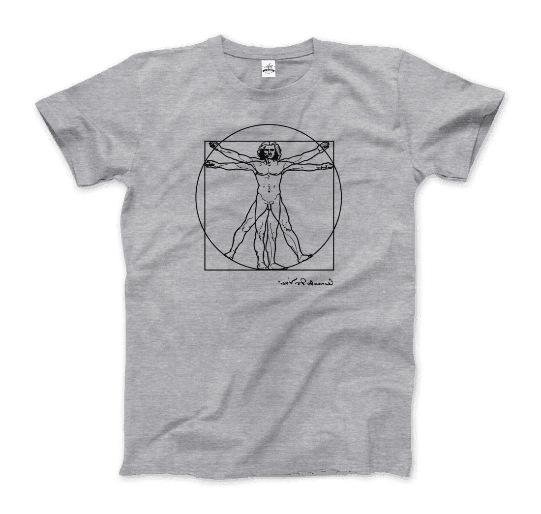 Leonardo Da Vinci, Vitruvian Man Sketch T-Shirt by Art-O-Rama Shop