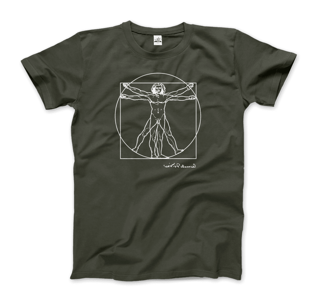Leonardo Da Vinci, Vitruvian Man Sketch T-Shirt by Art-O-Rama Shop